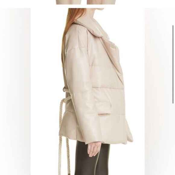 A.L.C. Liam Faux Leather Puffer Jacket Size Small in Fog Cream NEW with tags - Picture 2 of 16